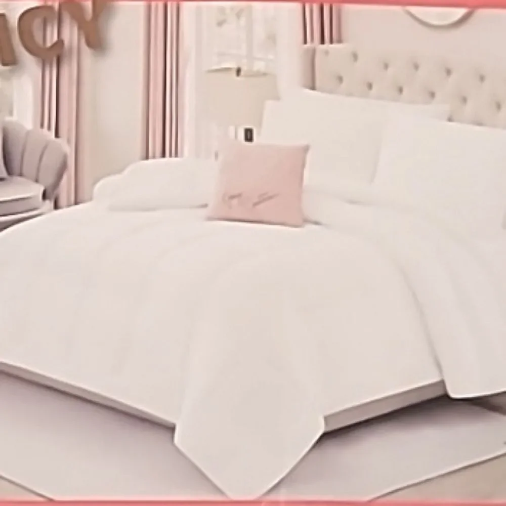 Juicy Couture Plush Velour 4-PC King Bed Set- White/Pink